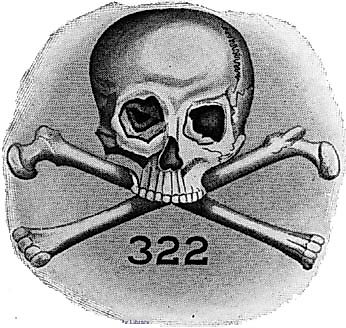 The logo of the Skull and Bones consists of a skull and crossbones, along with the number 322.