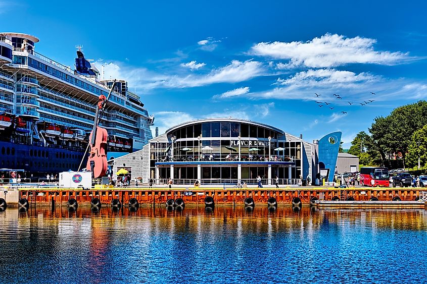 The Big Fiddle and cruise ship port in Sydney, Cape Breton, Nova Scotia