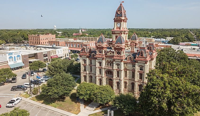 Lockhart Courthouse from an aerial perspective.