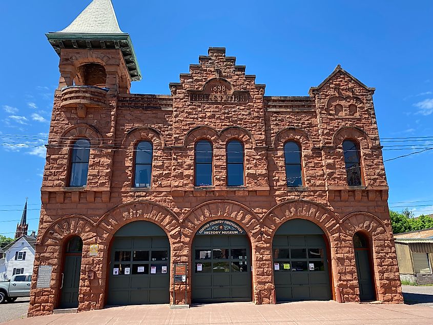 An old fashioned, all brick fire house.