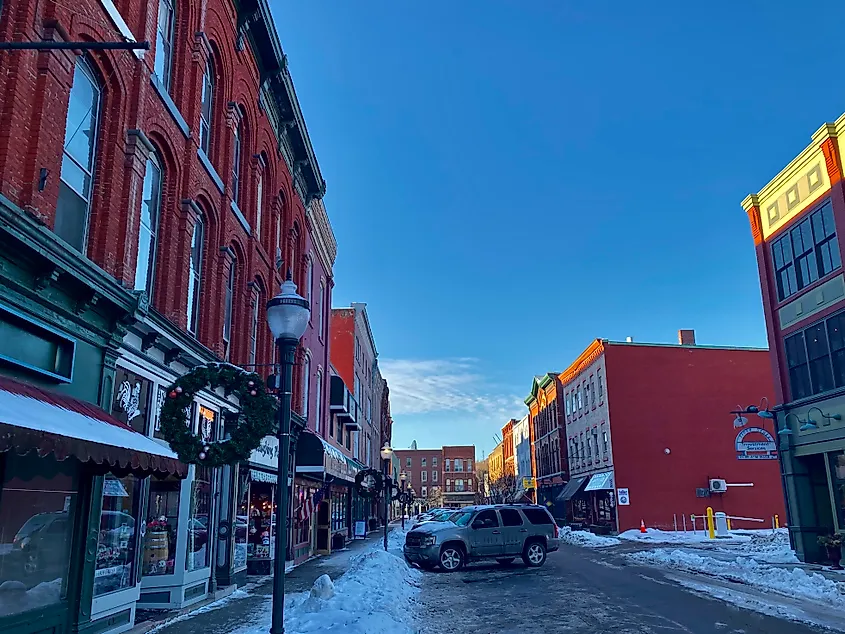 Downtown street in Owego, New York.