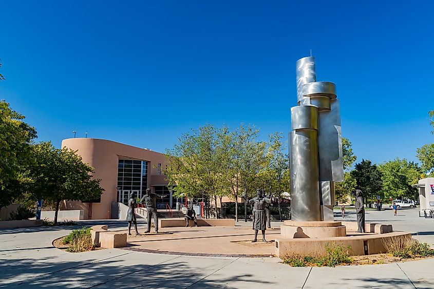 Sunny view of the beautiful campus of The University of New Mexico at Albuquerque, New Mexico