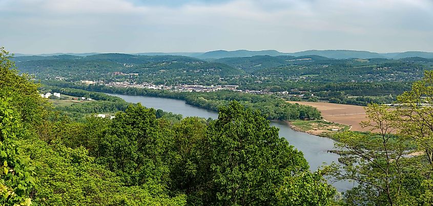 A view of Williamsport, Pennsylvania from a mountain lookout