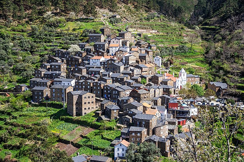 Aerial view of the picturesque town of Piódão, Portugal.