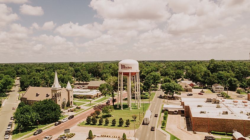 Photograph of downtown Minden, Louisiana.