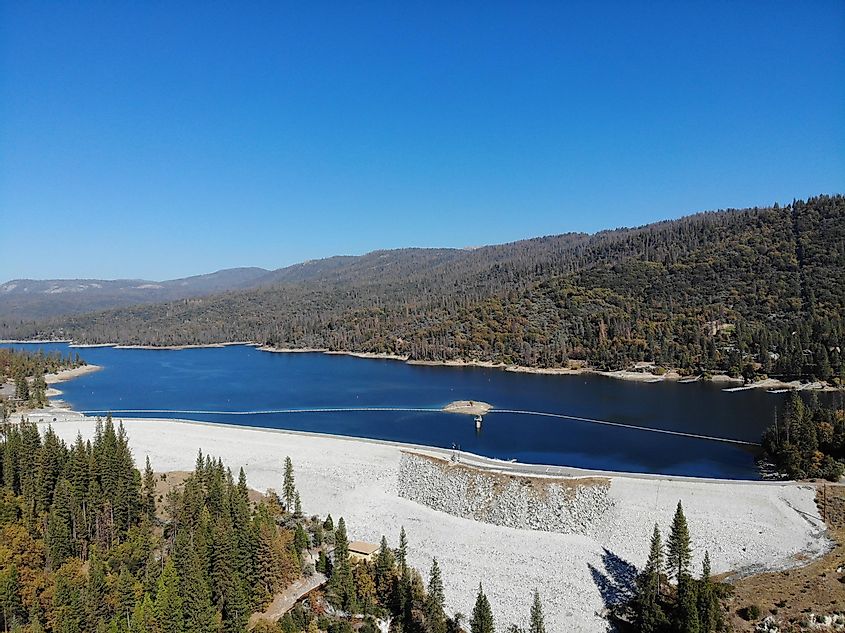 Bass Lake dam located in the Sierra National Forest