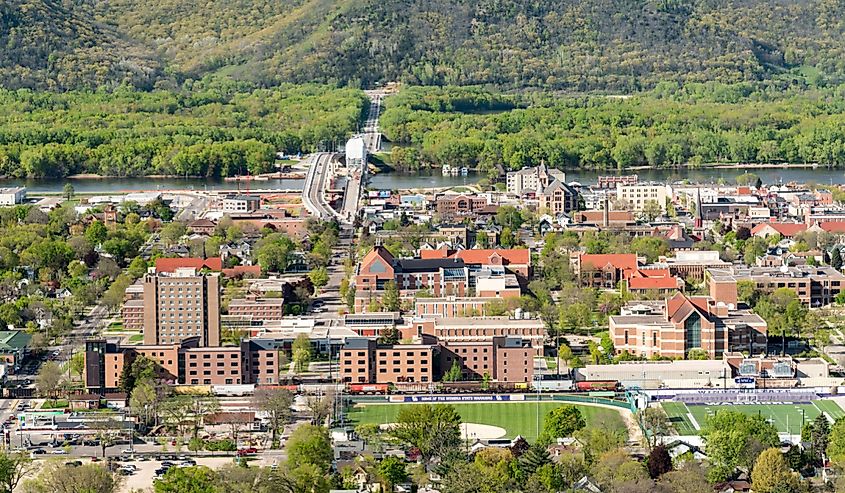 Bird's Eye View of Winona, Minnesota Looking East