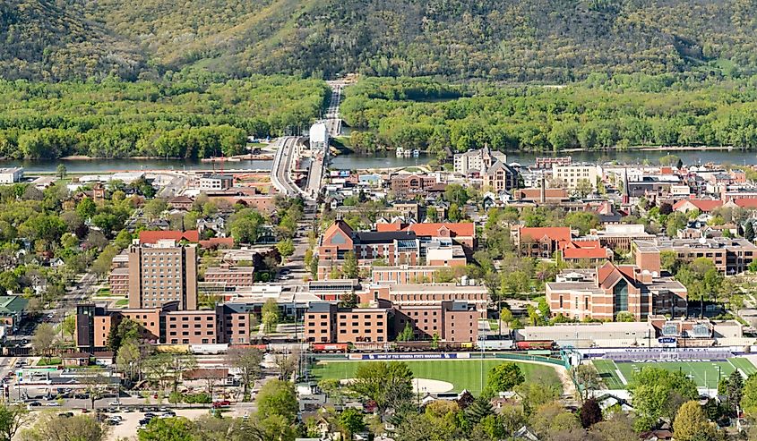 Bird's Eye View of Winona, Minnesota Looking East