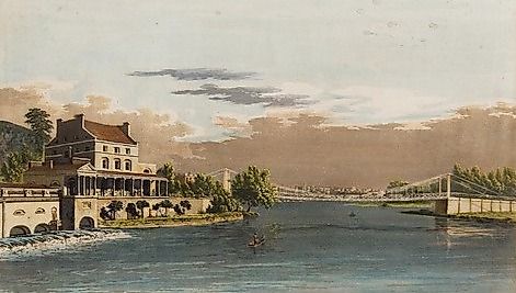 "The New Suspension Bridge at Fairmount, Philadelphia" (1842).