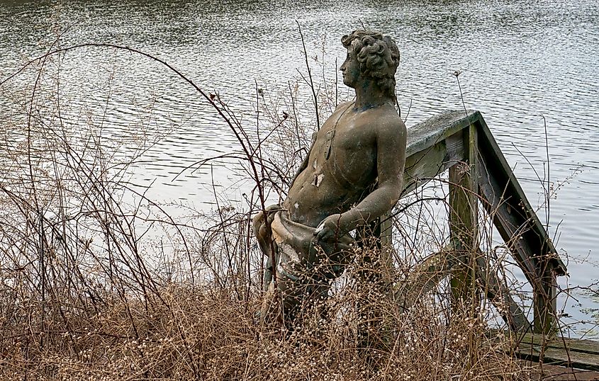 Statue near a rural lake in Adamstown, Maryland.