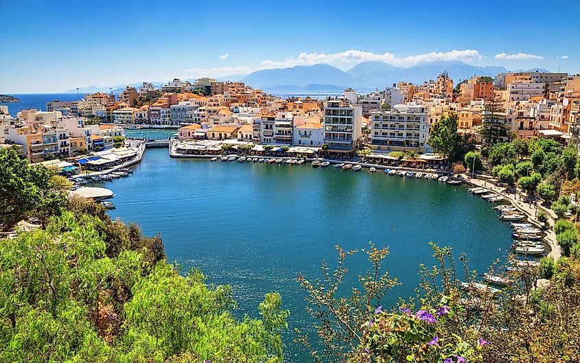 Aerial view of Agios Nikolaos, Crete, Greece.