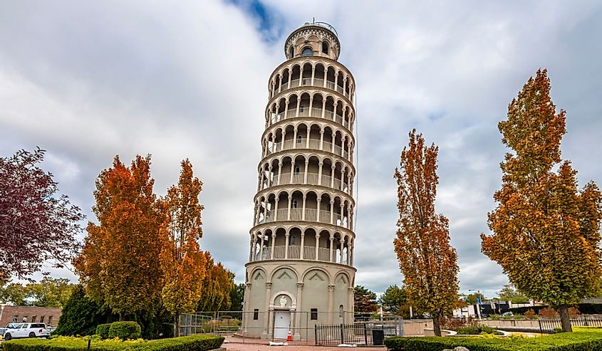 Leaning Tower view in Niles Town in Illinois