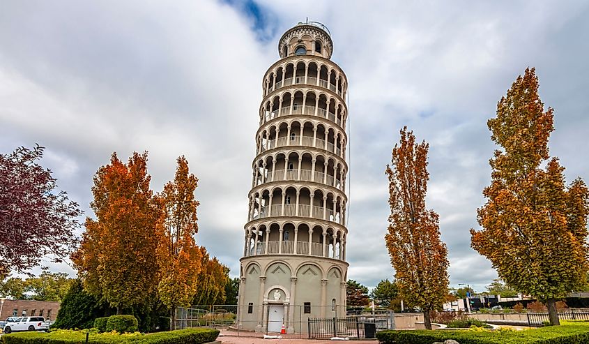Leaning Tower view in Niles, Illinois