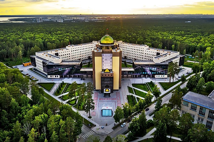 The Novosibirsk State University building in Novosibirsk, Siberia