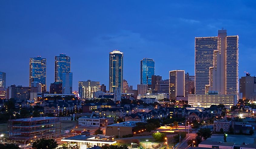 Skyline of Fort Worth Texas at night