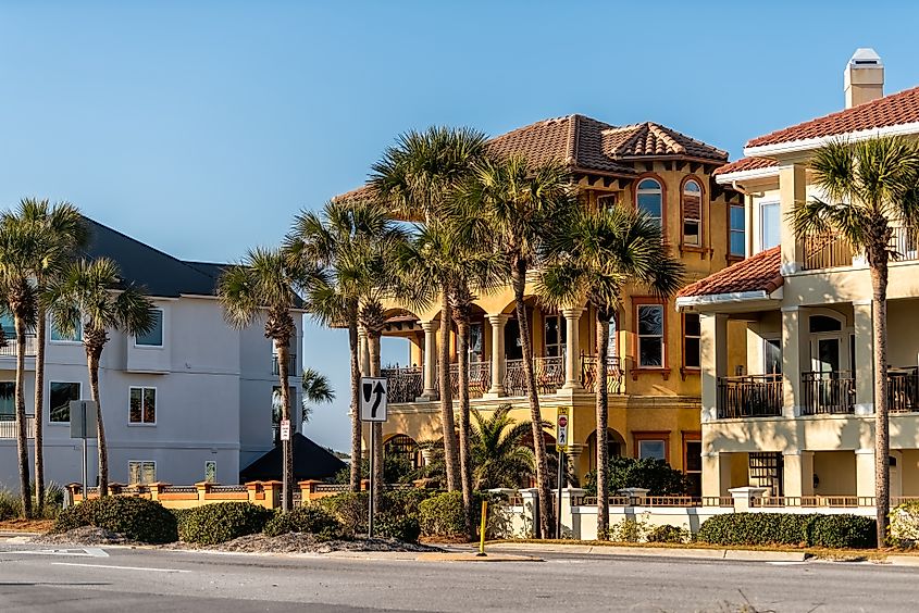 Beachfront properties in Miramar Beach, Florida.