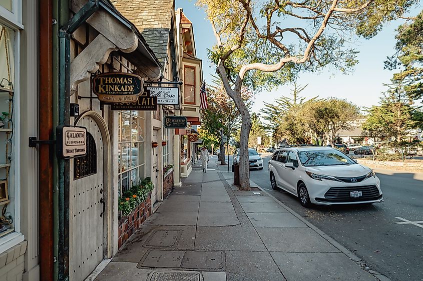 A quaint street in the town of Carmel-by-the-Sea, California. 