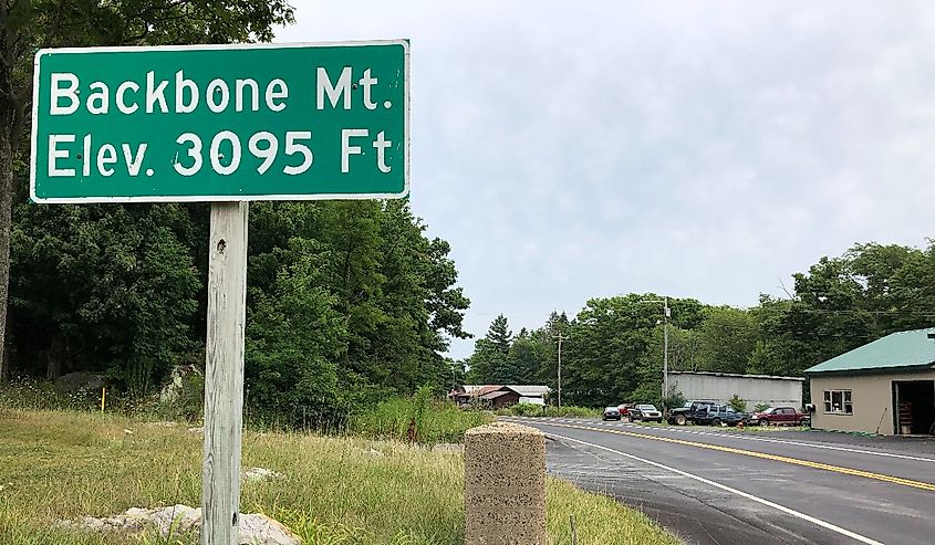 Sign for Backbone Mountain.