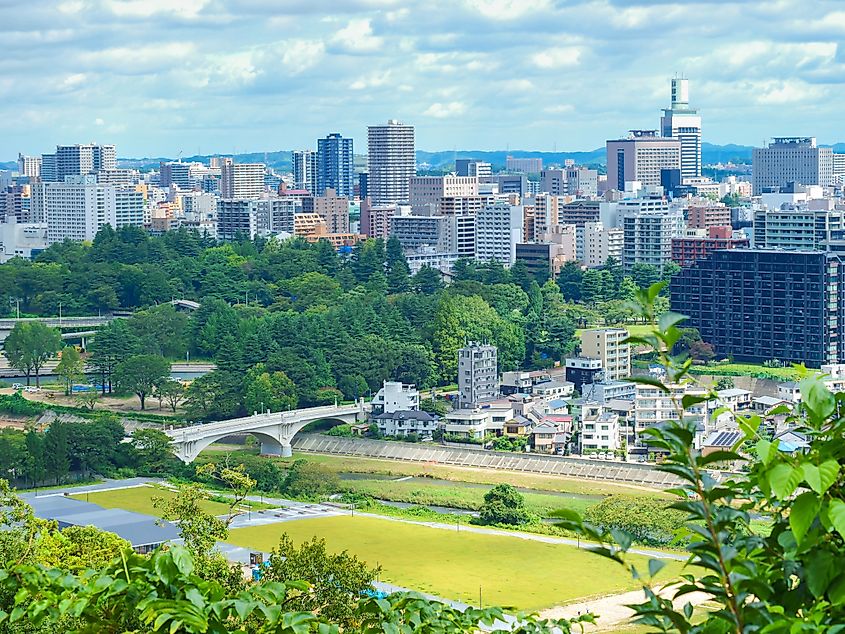 Sendai, Japan: Scenic view of the city of Sendai, northern part of Japan.