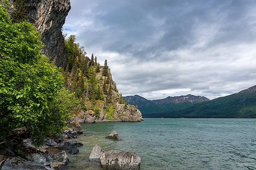 Some rugged shoreline along Lake Clark in Alaska.