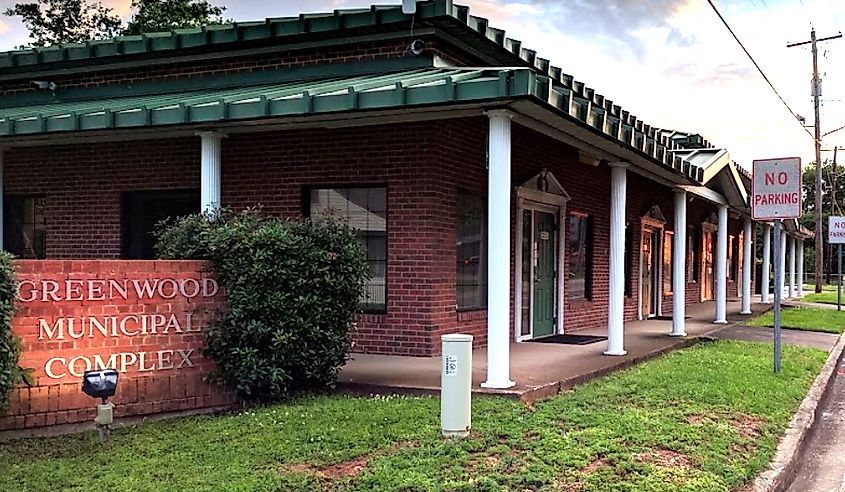 The Greenwood Municipality building in Greenwood, Louisiana.