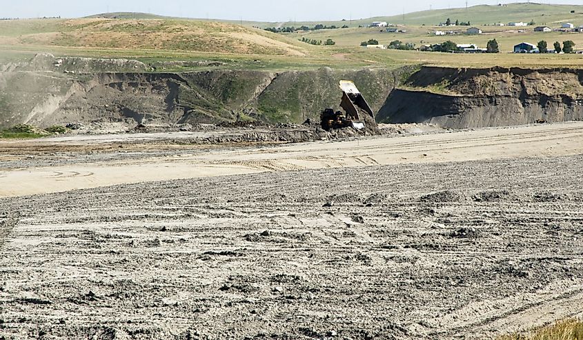 Backfilling and topsoil restoration at a coal mine in Wyoming