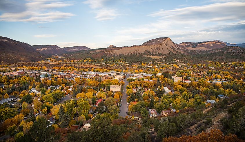 Scenic view of Durango, Colorado during the fall with the changing color of the leaves