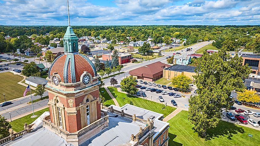 Aerial view of Goshen, Indiana