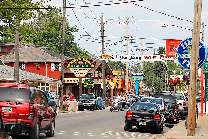 The vibrant downtown area of Geneva-on-the-Lake, Ohio