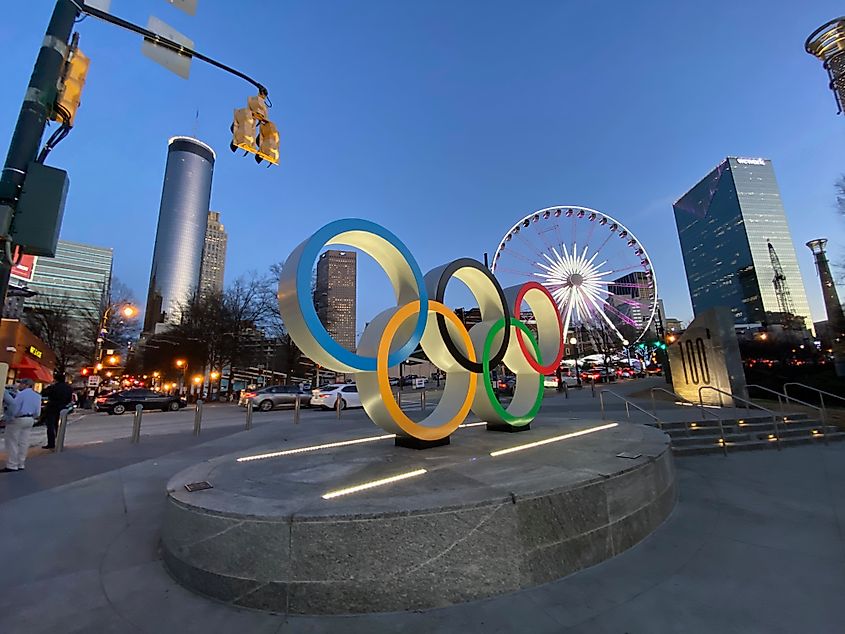 Olympic Park with its Ferris wheel in downtown Atlanta, Georgia