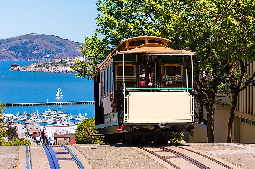 San francisco Hyde Street Cable Car Tram of the Powell-Hyde in California USA