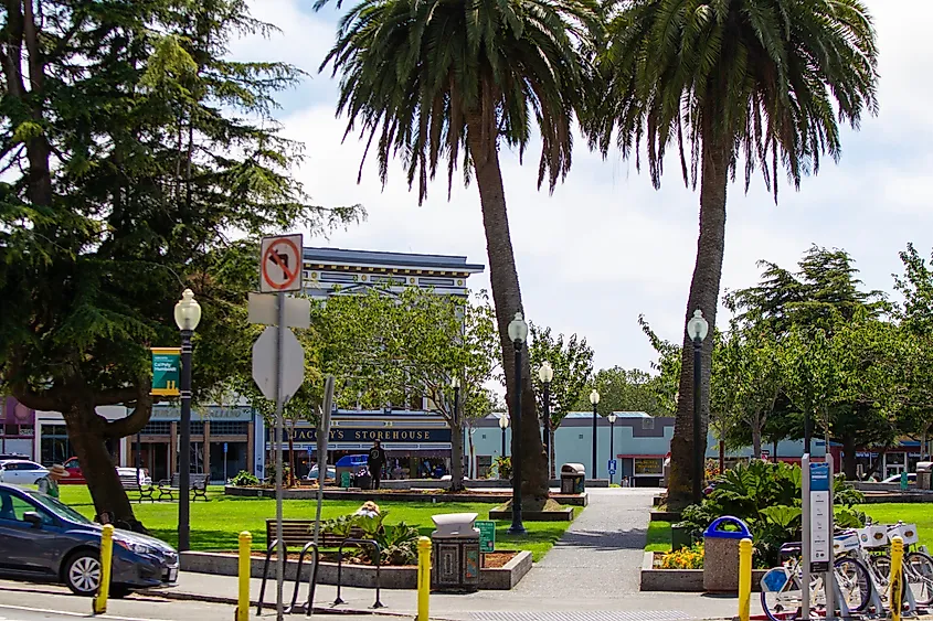  The Arcata Plaza in downtown Arcata, California.