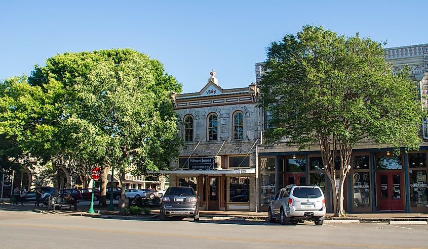 Downtown street in Georgetown, Texas.