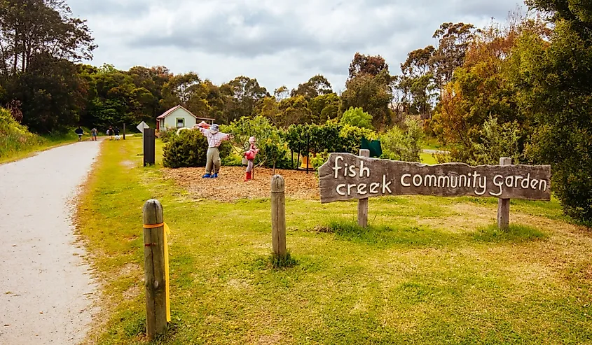 Landmarks in the quaint town of Fish Creek, near Wilsons Promontory in Victoria, Australia