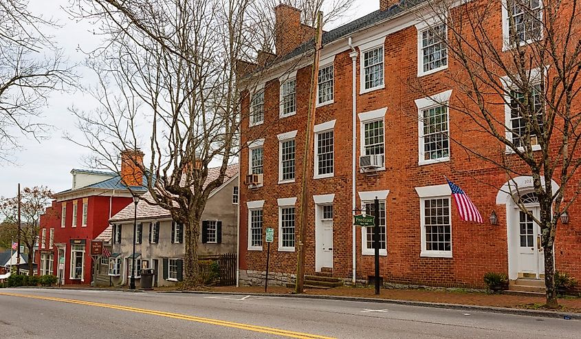 Downtown street in Abingdon, Virginia.