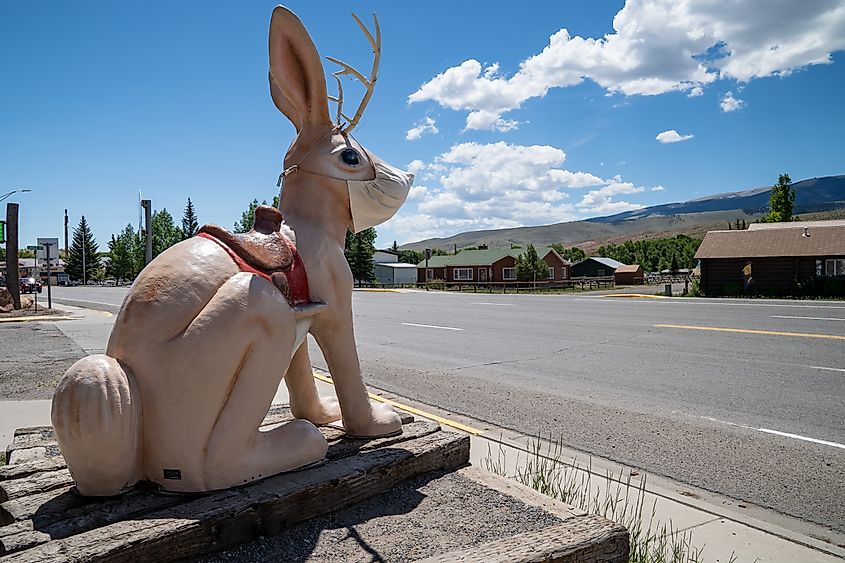 The World's Largest Jackalope statue in Dubois, Wyoming