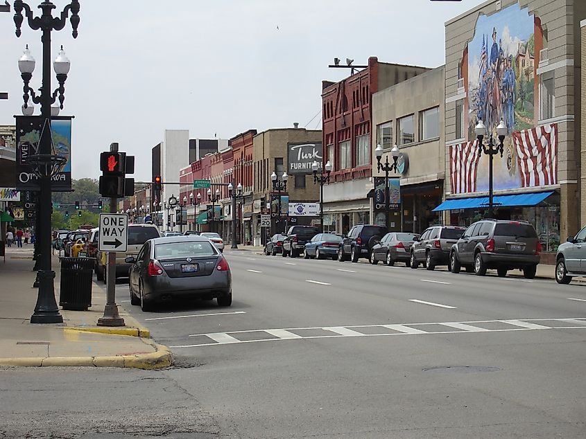 Downtown Ottawa, Illinois, USA.