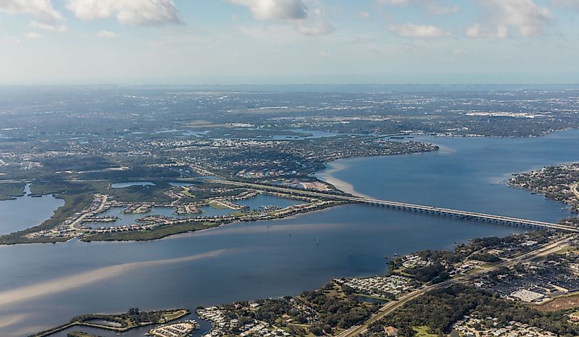 Aerial view of city Bradenton, Florida