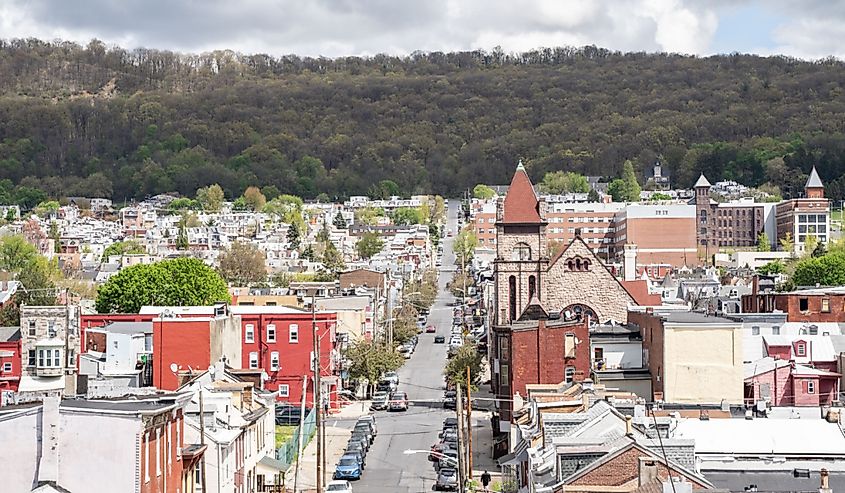 Aerial View of a Street in Reading Pennsylvania