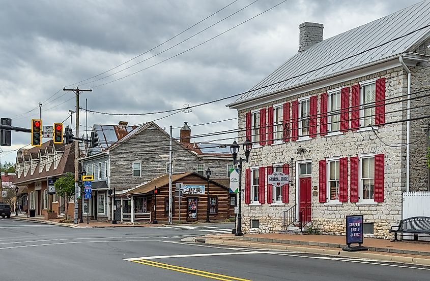 Historic district in town of New Market in Shenandoah County, Virginia. 