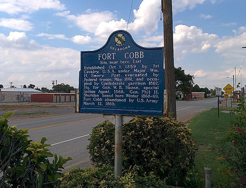 This plaque is a monument to Fort Cobb.