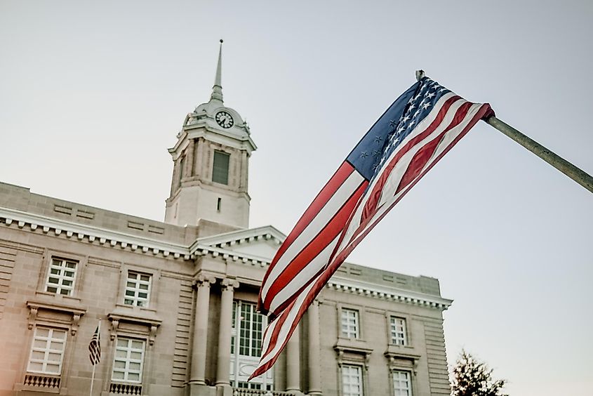 Small Town with Flag Columbia, Tennessee Courthouse