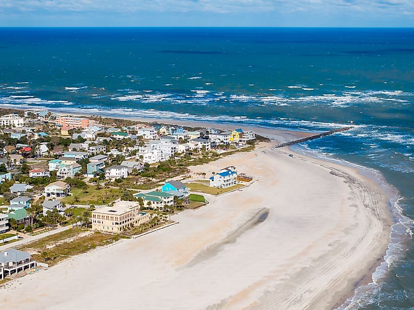 Aerial view of Vilano Beach, Florida.