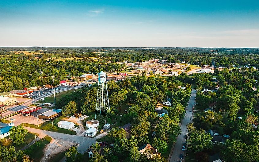 Aerial view of Salem, Missouri, via