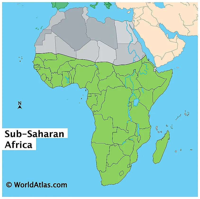 Map of sub-Saharan Africa