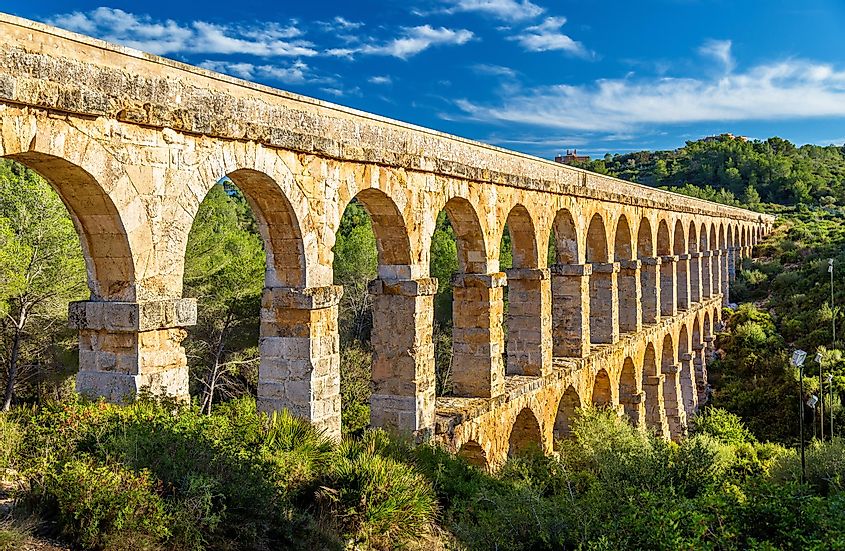 Les Ferreres Aqueduct, also known as Pont del Diable. A part of the Roman aqueduct built to supply water to the ancient city of Tarraco - now Tarragona, Spain