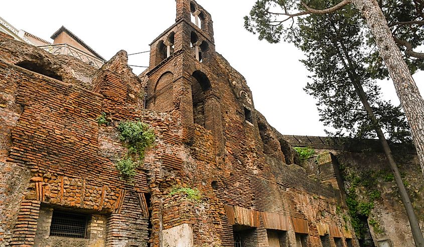 Ancient ruins in Rome (Italy) - Insula Romana, apartment building in ancient Rome