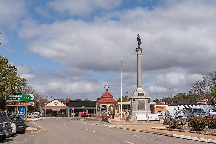 Burra War Memorial monument in Burra, South Australia. 