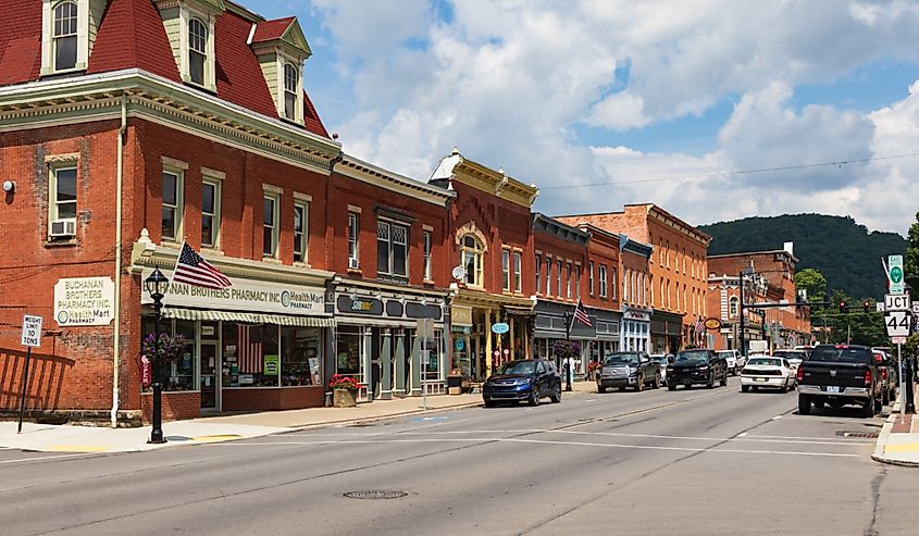 Main Street in the small borough in the Alleghenies of northern Pennsylvania.