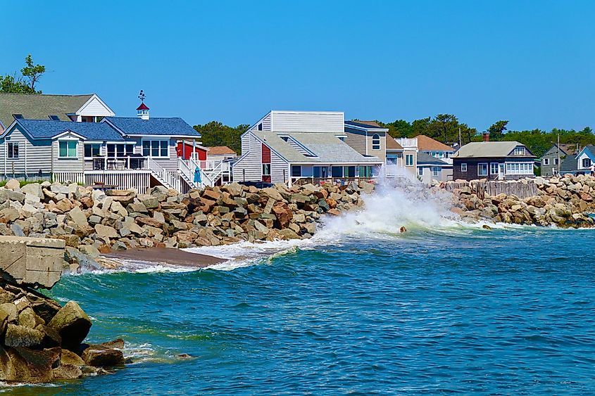 Breaking Wave at Camp Ellis Shoreline in Saco, Maine.
